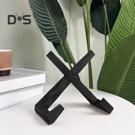 Wooden Cookbook Holder Kitchen Countertop Black Solid Wood Recipe Book Vinyl Record Plate Display Stand Desktop Decoration