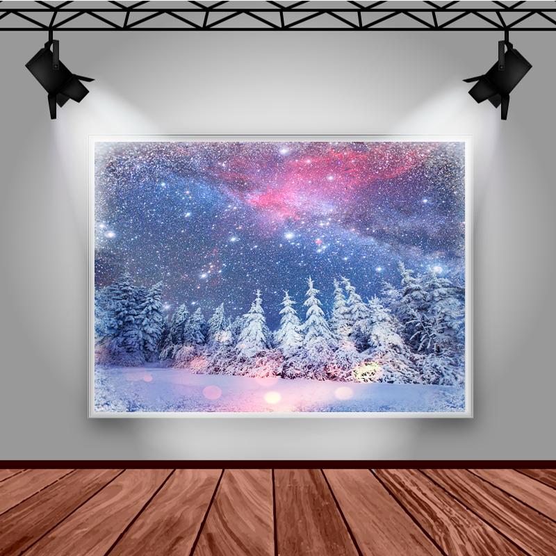 Mocsicka Winter Photography Background White Snow Forest Aurora Decoration Props Child Portrait Baby Shower Photo BackdropBanner