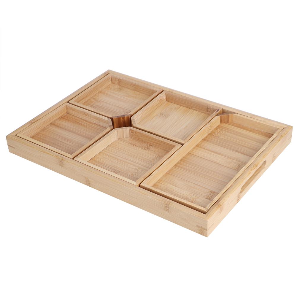 Household Bamboo Fruit Dessert Food Serving Plate Holder Multi Function Tea Cup Tray Tableware