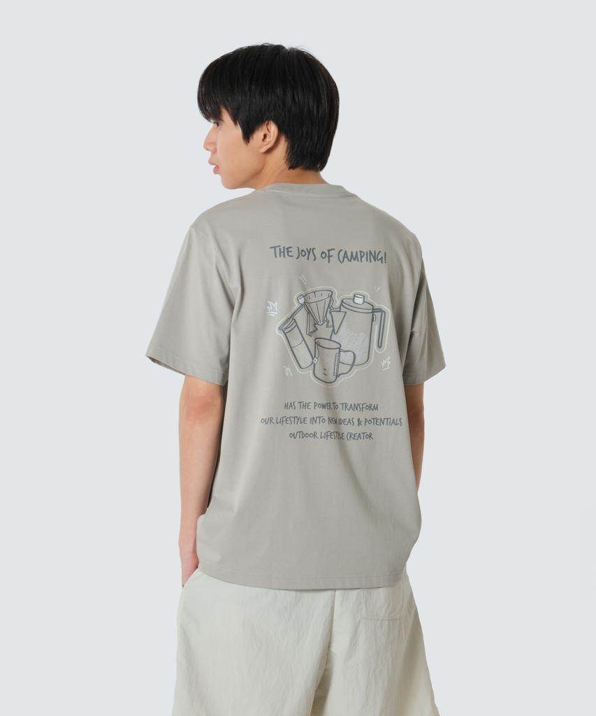 SNOWPEAK APPAREL Aerocool Mug Graphic Short Sleeve T-Shirt (S26Mufts74) Gray