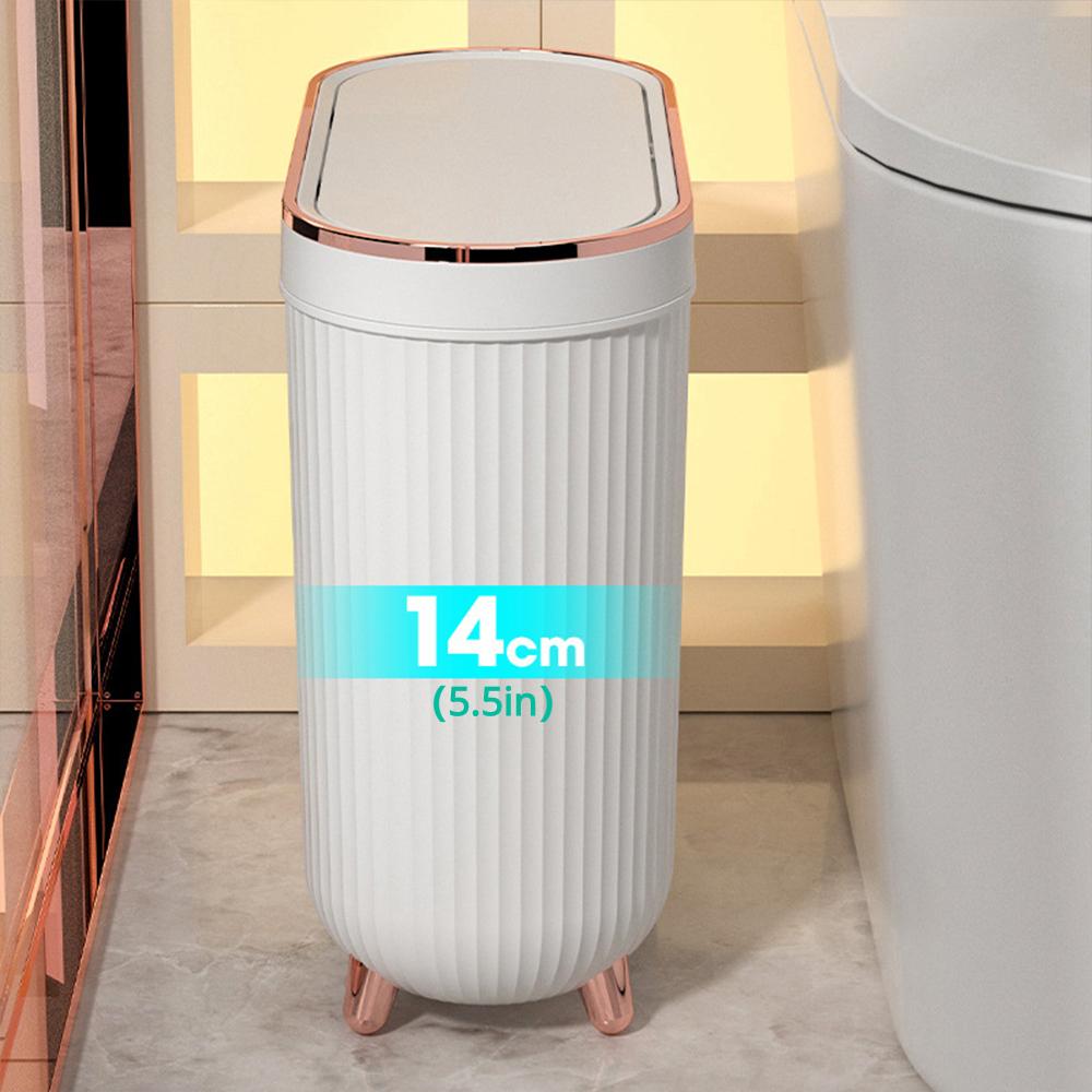 Press Type Trash Can With Foot Bathroom Garbage Bin Toilet Waterproof Golden Side Rubbish Can With Lids Home And Office Supplies