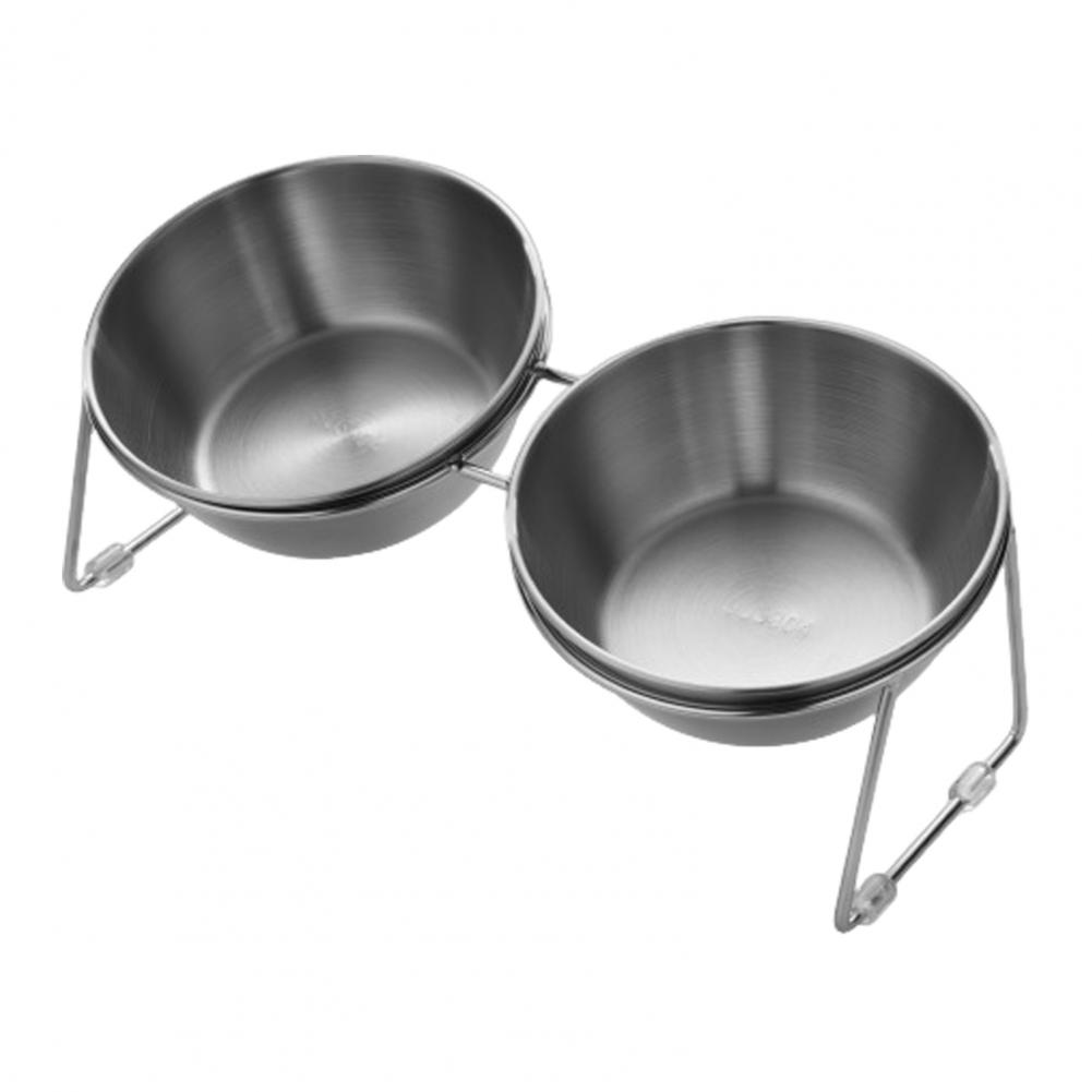 Stainless Steel Elevated Cat Bowl Tilted Raised Cat Bowl With Metal Stand Pet Feeding Dish To Prevent Fatigue For Cat And Dog