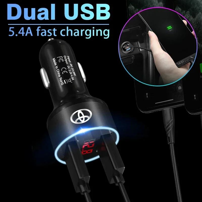 Autoladegerät 2 USB-Anschlüsse Schnellladung Digitalanzeige Autozubehör für Toyota GR TRD Fortuner Chr Verso Prius Hiace Yaris Trd Camry