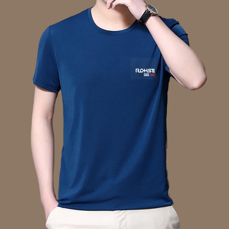 

Мужская футболка из ледяного шелка, быстросохнущая, эластичная, с круглым вырезом - Мода лето 2022 5XL (170-195 jin)