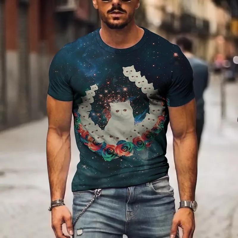Fashion Trend 3D Printed Round Neck T-shirt Animal Series 3D Short Sleeved Street Trend S