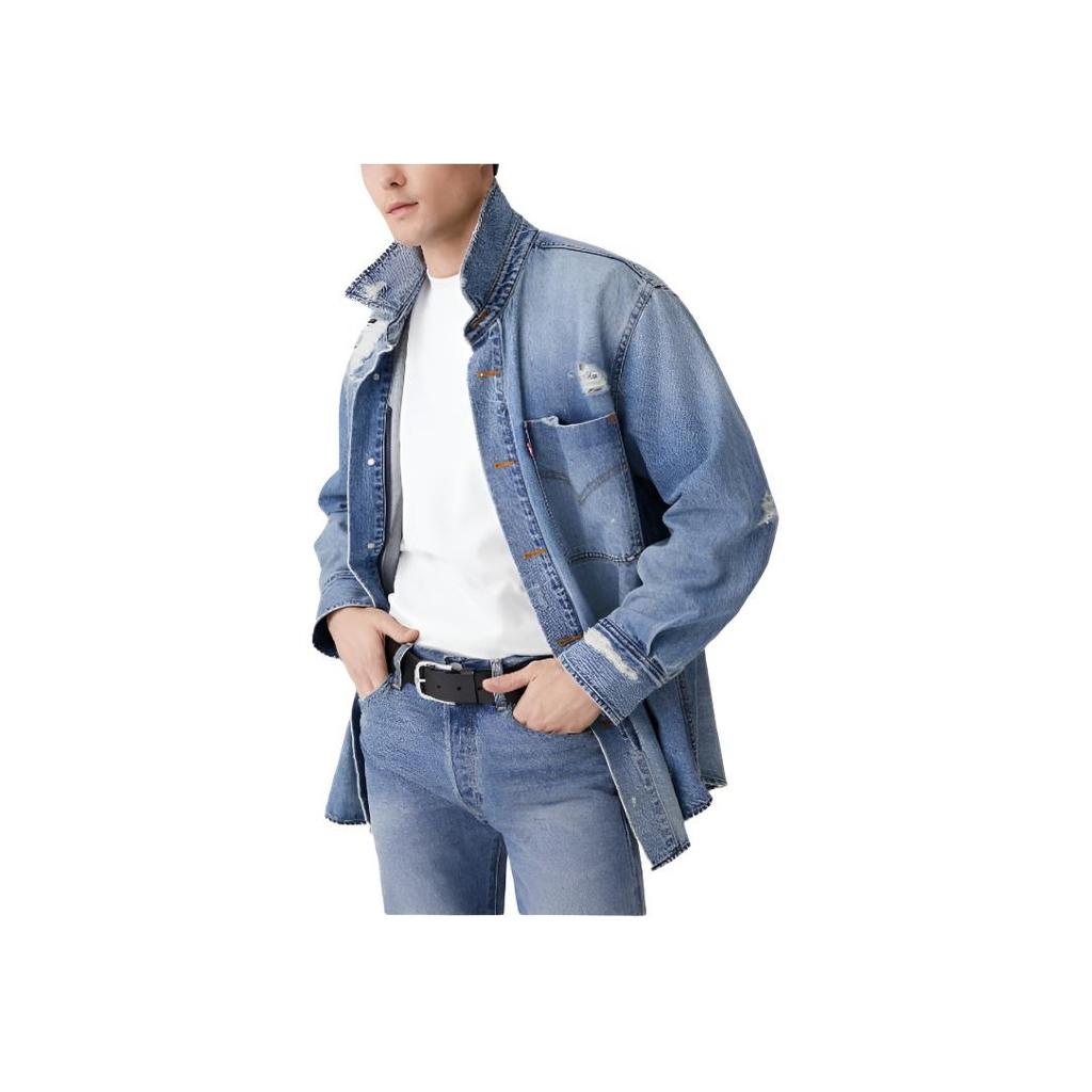 Levis Ripped Casual Comfortable Loose Denim Jacket Men Jackets Denim-Blue 0017L-0000