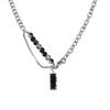 Unisex Black Stone Pendant Necklace Trendy Layering Necklace Titanium Steel Jewelry Perfect for Casual or Formal Outfits