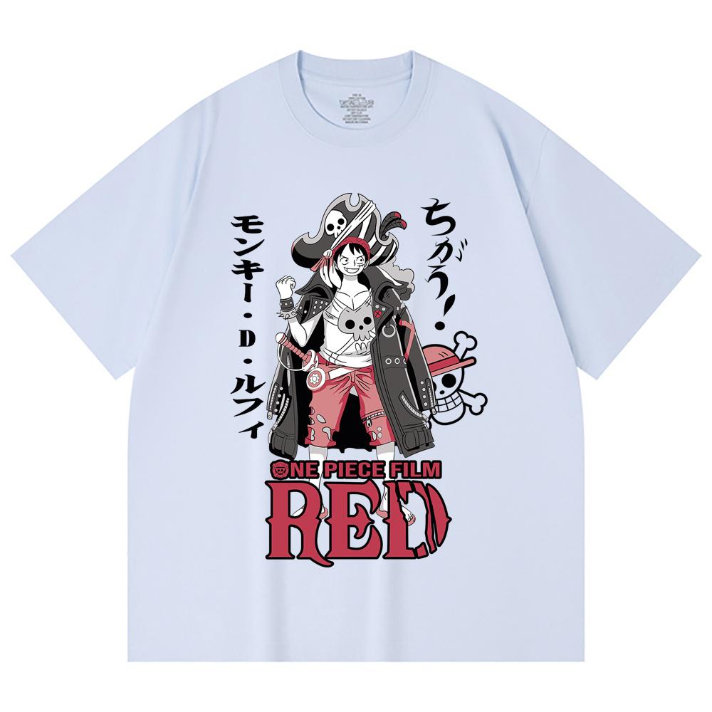 230 Gsm 100% Cotton One Piece V79 Luffy Film Red Print Unisex Heavy Cotton T Shirt