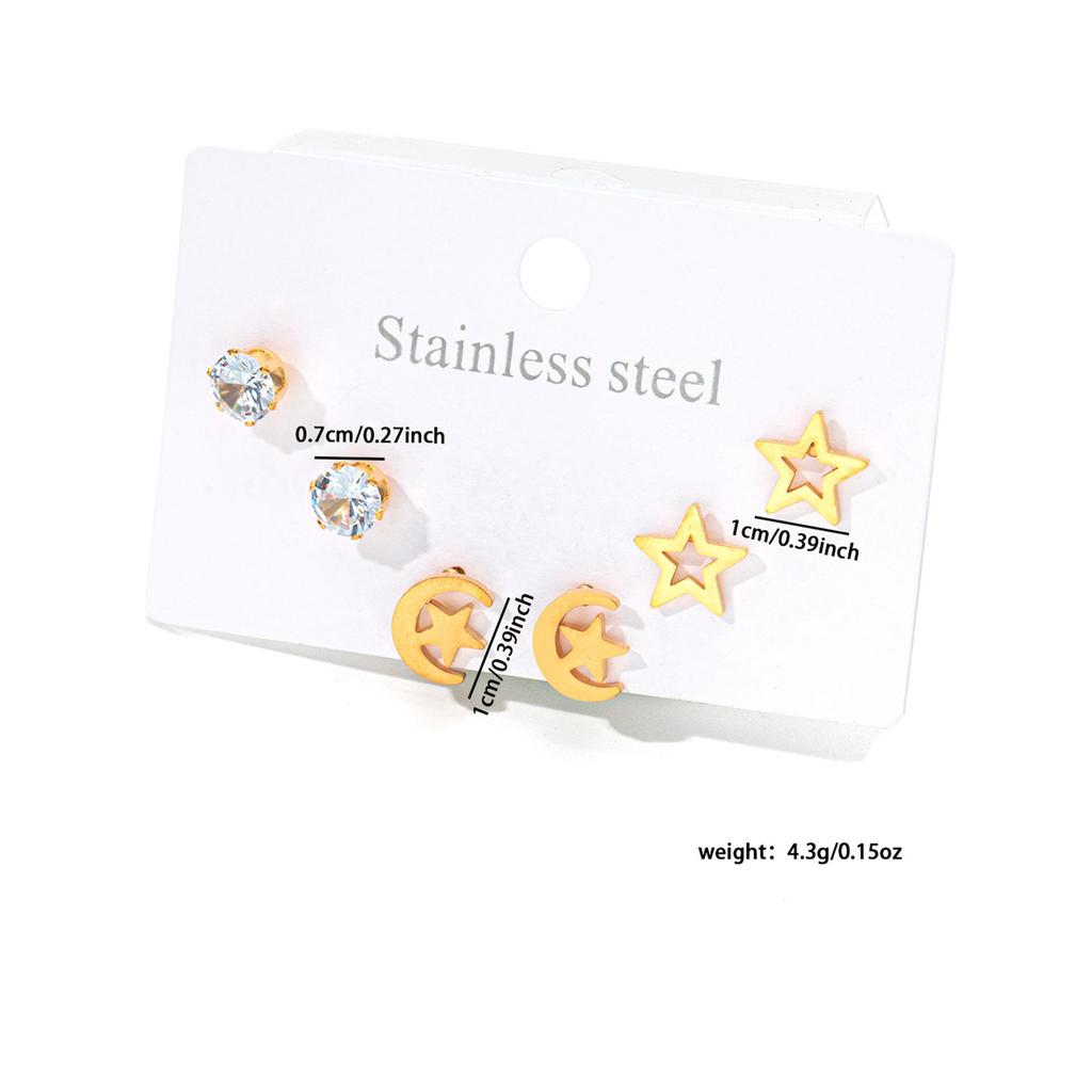 Love Heart & Butterfly Stainless Steel Stud Earrings: Lightning, Cross & Star Titanium Steel Set for Women
