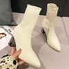 Fashion Fashion Pointed Toe High Heels Boots Women Breathable Mesh Socks Boots for Woman Autumn Winter Soft Solid Color Botas Ladies
