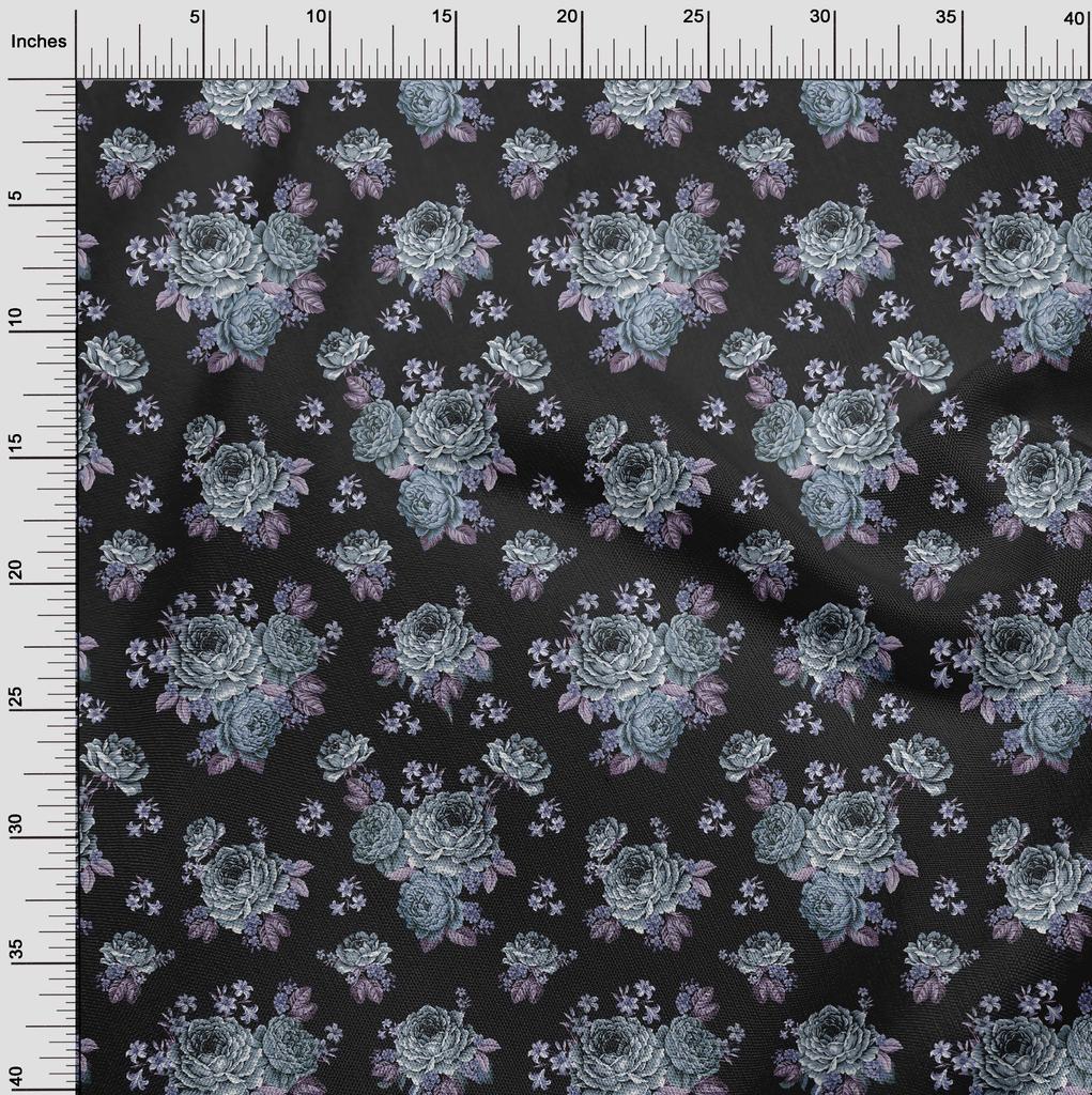 oneOone Georgette Viskóza Černá látka Květiny Šití Řemesla Projekty Potisky látek By Yard 42 Inch