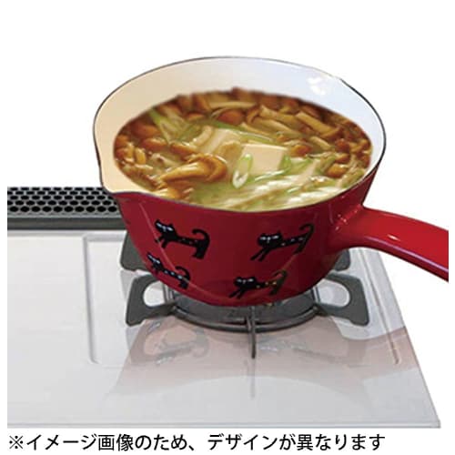 Tamahashi Milk Pan, Enamel, 15cm, Induction and Gas Compatible, Made In Japan, Prune, White, Red Strawberry, YJM-104