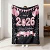 1Pc  Graduation Season Printed Flannel Blanket Multi Size Casual Comfortable Cover Carpet Machine Washable