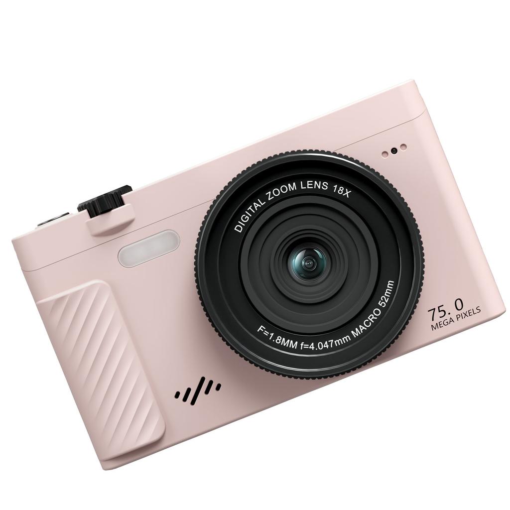Digital Camera 4K 75MP 18X Zoom WiFi Mirrorless Camera with 3.0 Inch Flip Screen APP Beautify Function for Travel