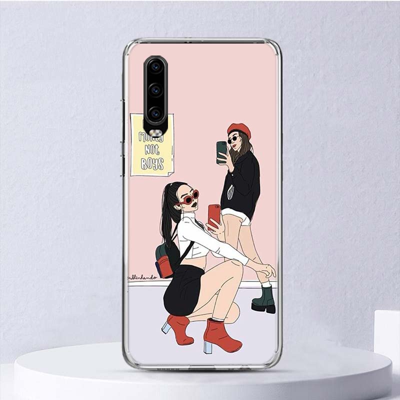 Mädchen Beste Freunde Für Immer BFF Weichen Fall Für Huawei P30 Lite P40 P20 P10 P50 Pro Telefon Abdeckung Mate 20 30 40 10 P30Lite Shell Fund