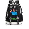 Neymar Fußball Print Leinwand Rucksack Schüler Leichte Street Style Tasche 20-35L Kapazität USB-Anschluss Unisex Schule Reisen