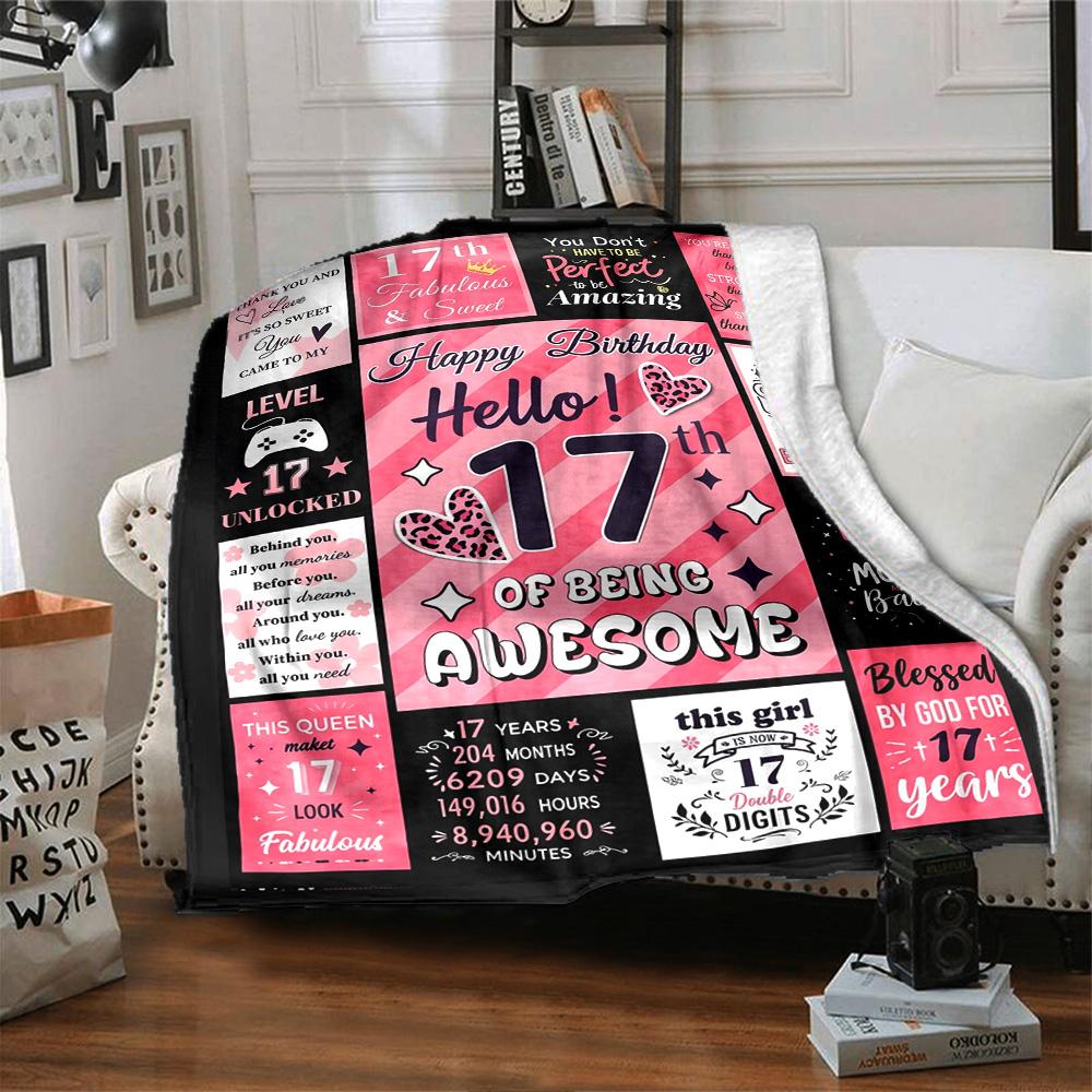 17Th Birthday Celebration Multi-purpose Blanket Comfortable Suitable for Sofa Couch Office Bed Picnics Ideal Gift for Friends Picnic Accessory Y10