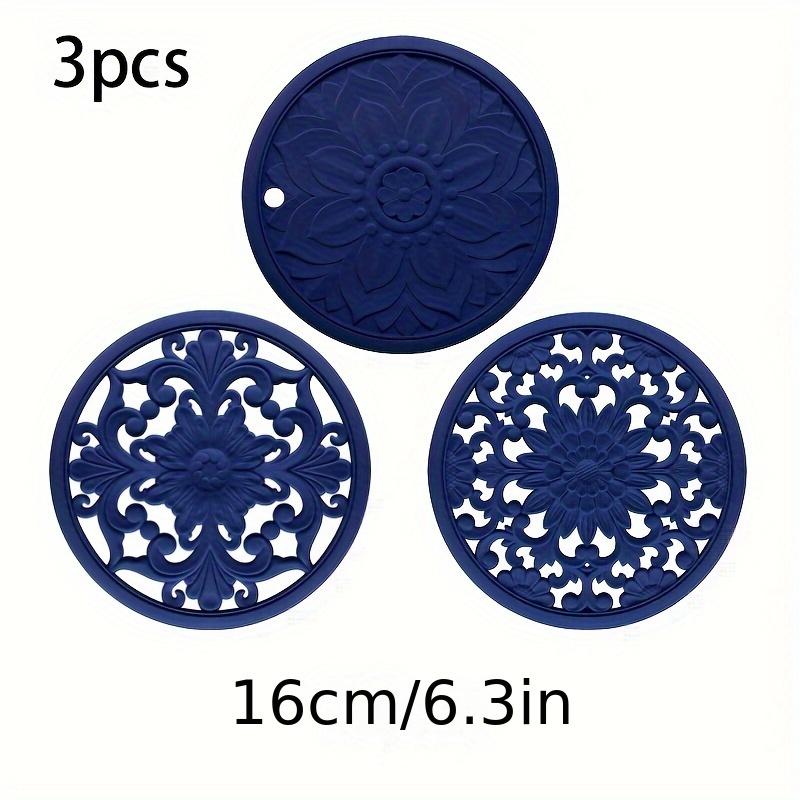Silicone Tripod 3-Piece Set - Decorative Thanksgiving Heat Resistant Mat, Multi-Purpose Kitchen Pot Mat for Countertop Protection, Table Mat