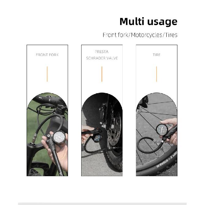 WEST BIKING Portable High-pressure 300psi Bike Air Pump with Gauge for Fork & Rear Suspension Shock Absorber Mountain Bicycle