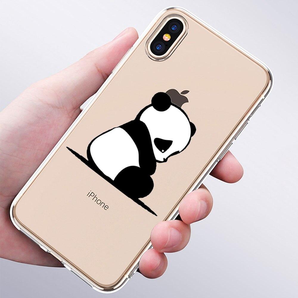 Luxury Soft Silicone Phone Case Cute Panda Bear China for Apple iPhone 11 Pro XS Max X XR 6 6S 7 8 Plus 5 5S SE Fashion Cover