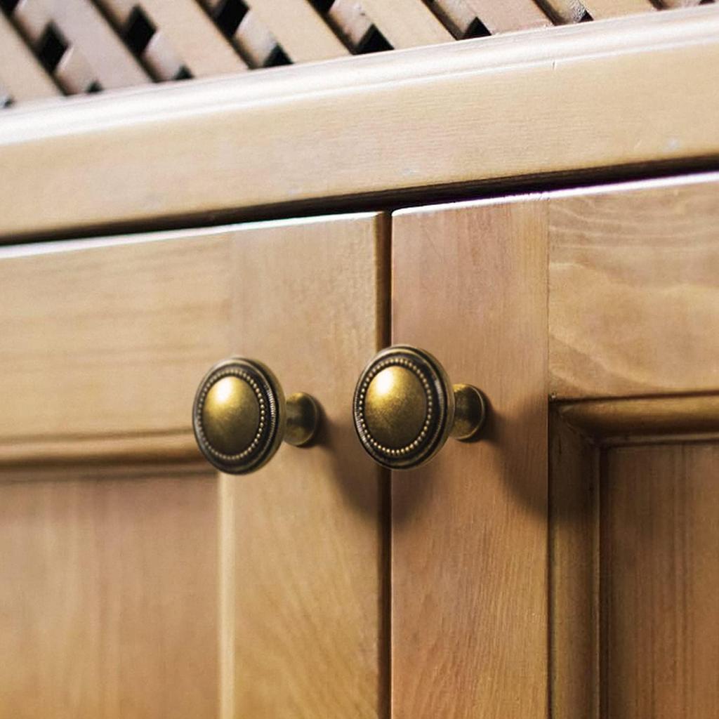 Goo-Ki 6 Pack Kitchen Cabinet Hardware Antique Brass Drawer Knobs - Single Hole Retro Bar Handles Ancient Bronze Vintage Pull for Closet Wardrobe
