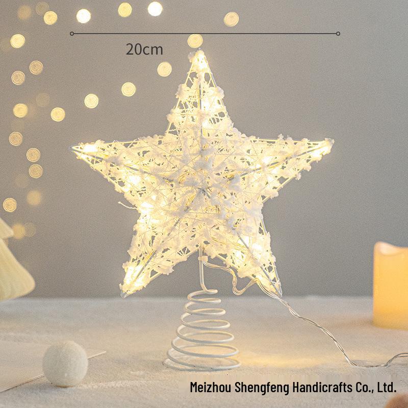 Wrought Iron Luminous Glitter Treetop Star Christmas Decoration
