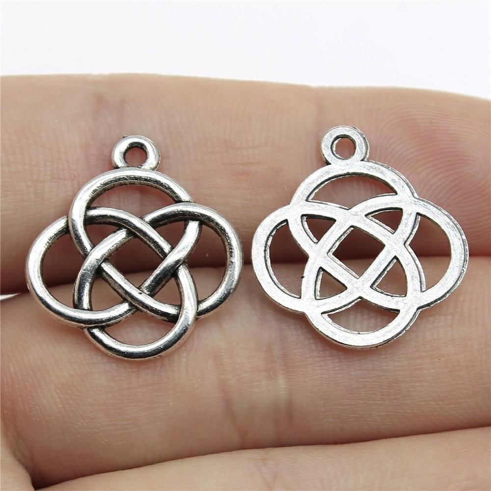 20pcs Chinese Knot Pendant Charms Antique Silver Color Chinese Knot Lucky Charms Jewelry DIY Chinese Knot Charms