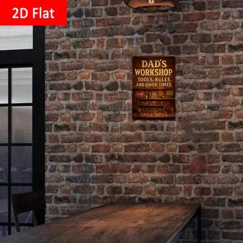 Retro Dads Workshop Metal Sign Rusty Tin Garage Wall Decor Funny Handyman Father's Day Man Cave Gift 8x12 Inch