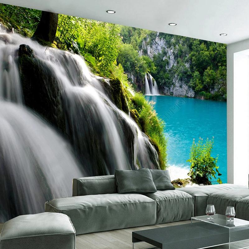 3D Wallpaper Water Waterfall Mural Swan Lake Natural Scenery 3D Wall Paper Home Decor For Study Room Bedroom Fresco
