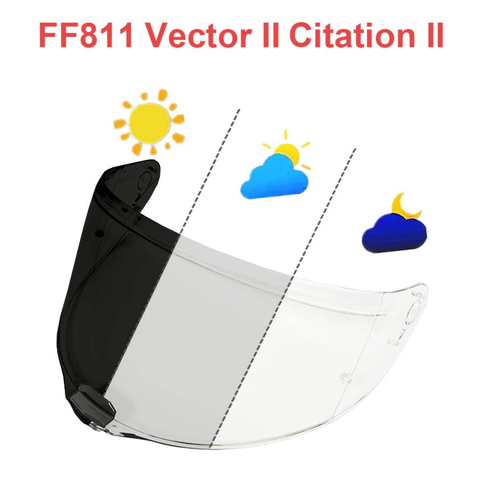 FF811 Photochromic Visor for LS2 Vector II Citation II Visera Casco Moto Helmet Face Shield Lens Replacement Anti Fog Coating