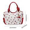 PU Leather Bucket Fashion Shoulder Bag for Women Ladies Cherry Printed Crossbody Bag Trendy Top-handle Bag with Adjustable Strap