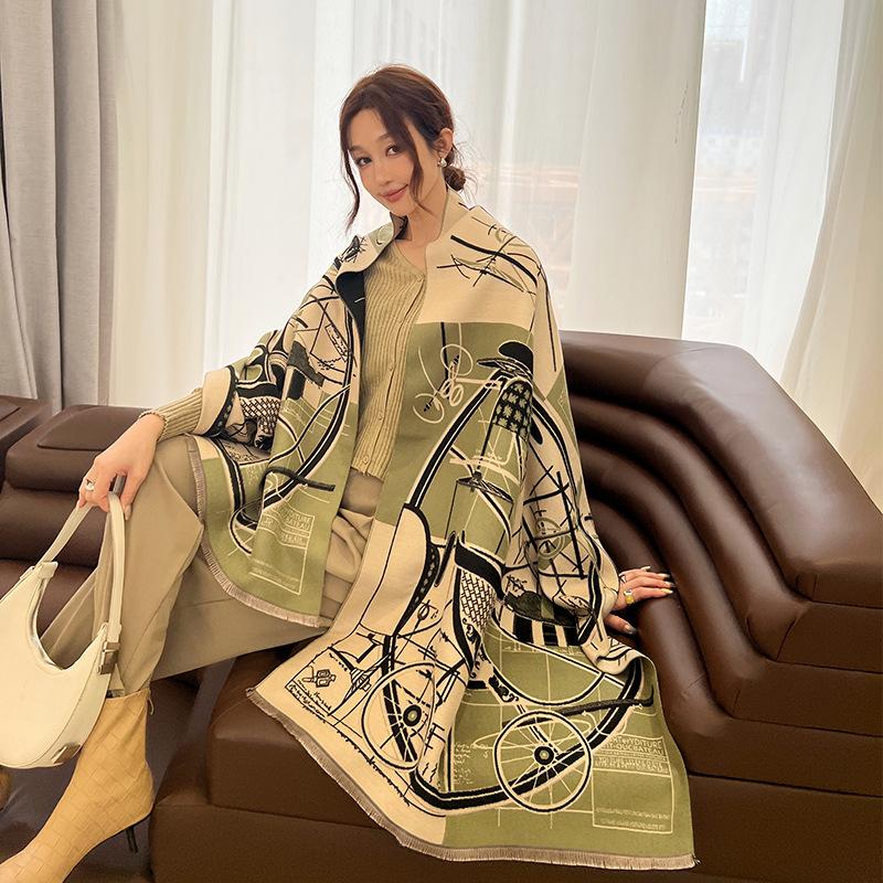 New Fashionable Imitation Cashmere Scarf for Women in Winter Versatile Double Sided Scarf To Keep Warm and Cold Proof Thickened Shawl
