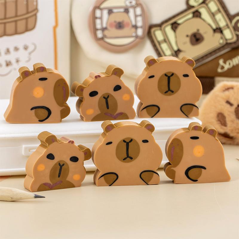 10Pcs Kawaii Capybara Eraser Soft School Supplies Clean Mess Free Stationary Office Student Rubber Eraser For Kids Gift