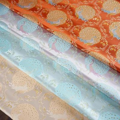 100x150cm Brocade Jacquard Fabric Peacock Print Weaving Fabric Gold Gilded Sparkling for DIY Dress Skirt Jacket Pant Design