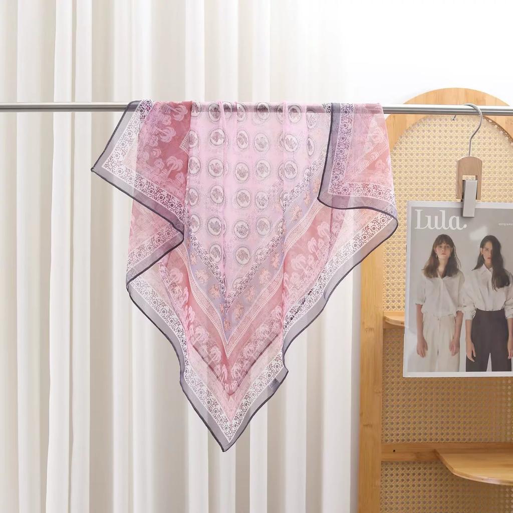 70Cm Square Headkerchief Women Korean Summer Neck Tie Scarf Imation Silk Foulard Hijabs