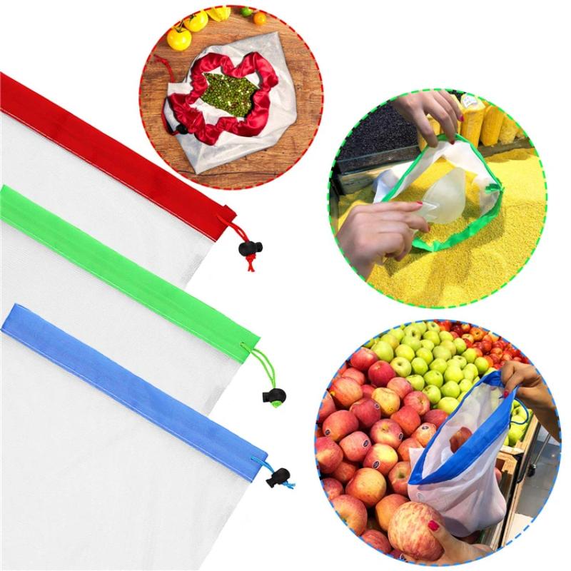 Reusable Mesh Produce Bags Premium Polyester Washable Mesh Bags for Vegetables Fruits Toys Free Shipping Items