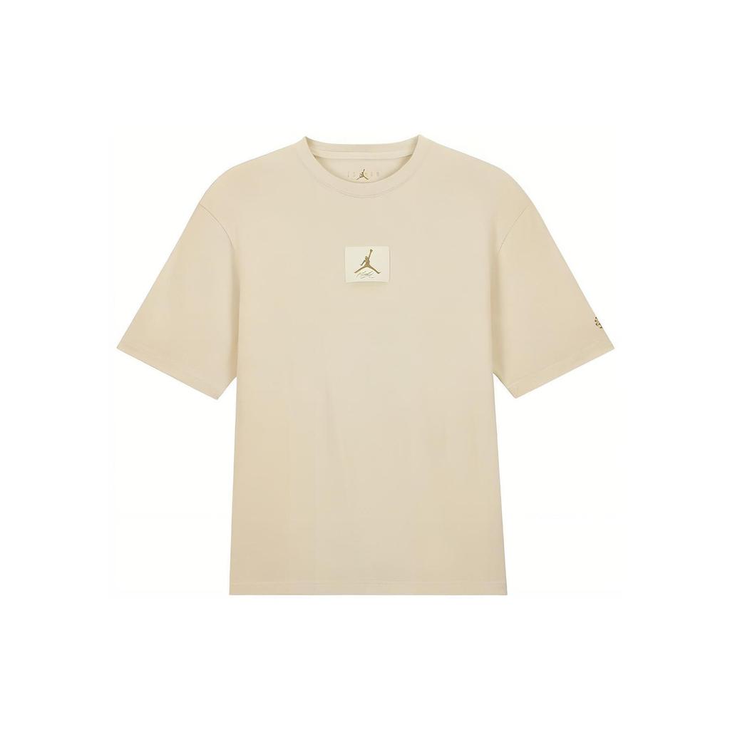 Titan X Jordan Co-Branded Logo Print Round Neck Short Sleeve T-Shirt Men Tops Beach-Light-Yellow DV7030-234