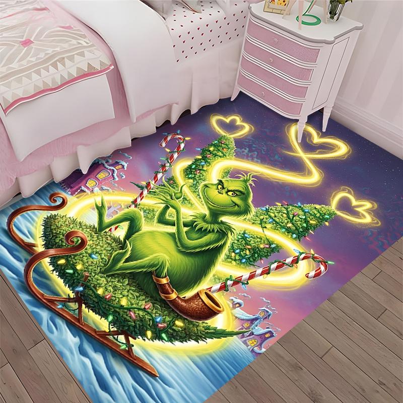 Grinch Printed Carpet, Rug for Office Chair Living Room Bedroom Kitchen Room Decor Gifts.