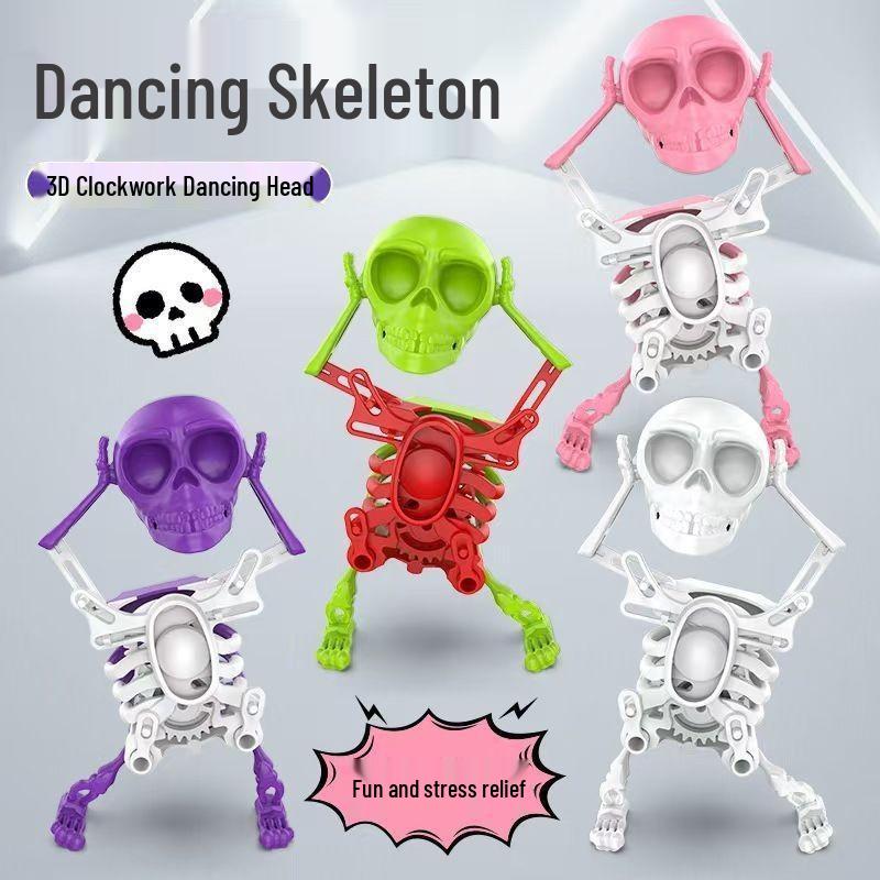 Dancing Skeleton Wobbling Skull Wind-up Toy - Funny 3D Printed Ornament