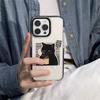 Drinking Coffee Black Cat Phone Case For iPhone 16 15 14 13 12 11 Pro Max XR XS 7 8 Plus Transparent Shockproof Silicone Cover