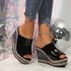 Medium heel slippers design new large size platform wedge heel casual and comfortable sandals