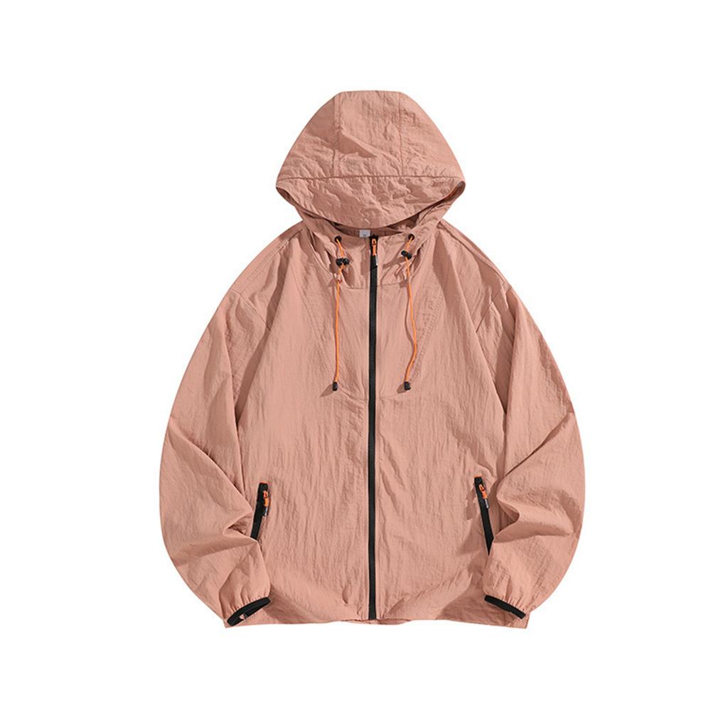 Unisex Lightweight Hooded Jacket Breathable UV Protection Thin Outdoor Windbreaker Full Zip Up Pocketed Coat for Travel