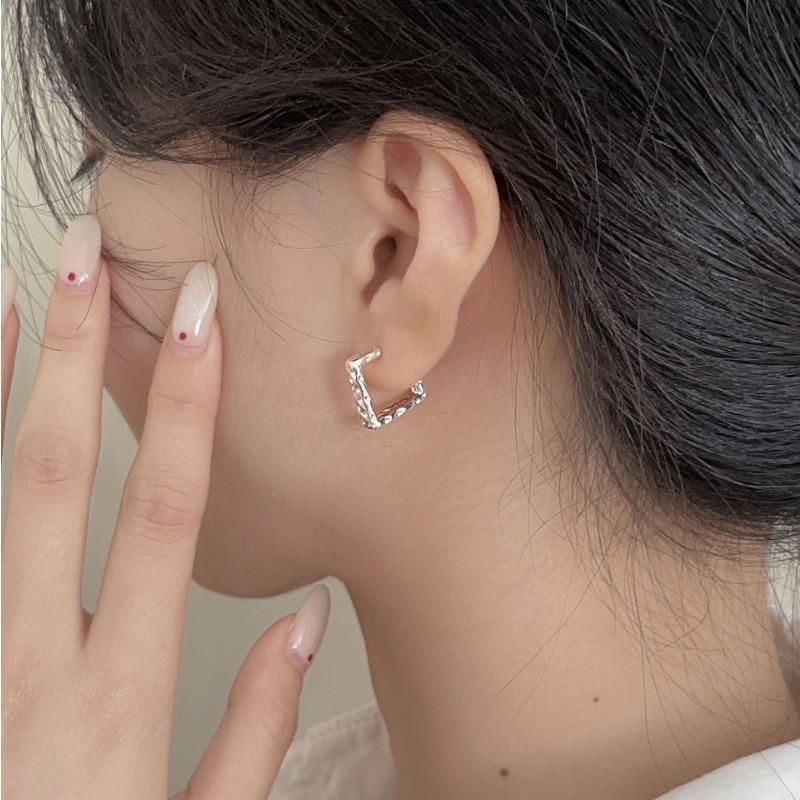 Square Non-specification Stud Earrings Cold Wind Simple Fashion Earrings Concave-convex Water Corrugated Ear Jewelry