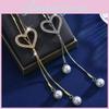 Elegant Heart Shaped Pearl Tassel Sweater Necklace For Women Long Versatile Design