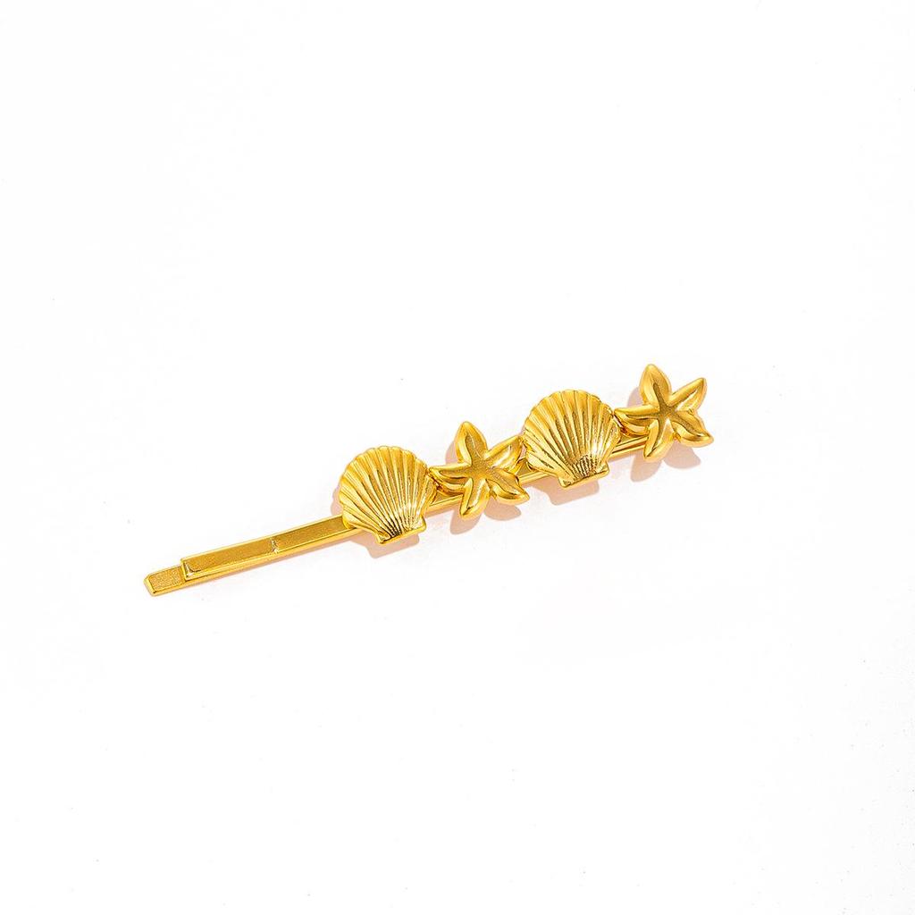 Zinc Alloy Flower and Pearl Hair Clip with Starfish and Shell Design for Women