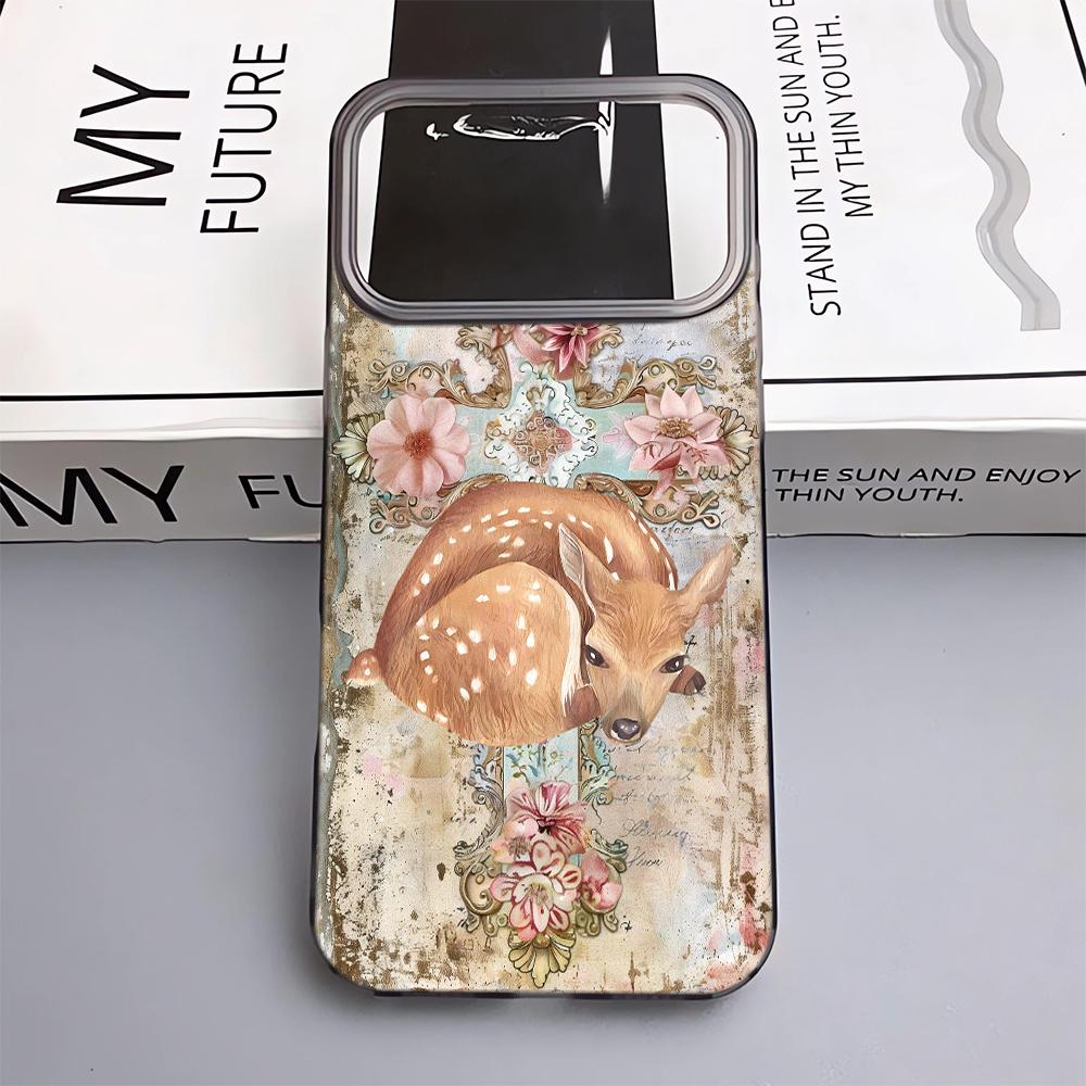 

Flower Bow Deer Phone Case For IPhone 17 17Air 11 13 12 14 15 16 Pro Max Plus Case Soft Silicone Shockproof Cover Case iphone 16 ProMax