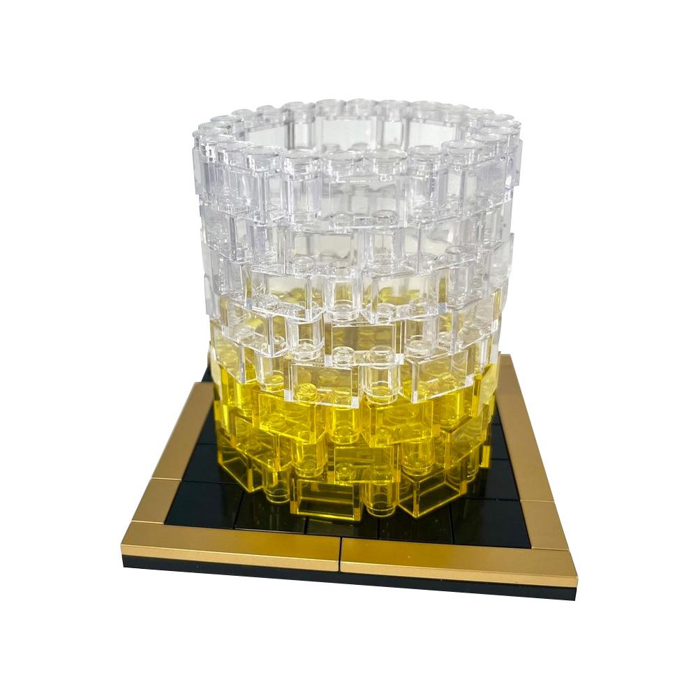 MOC Whiskey Glass Building Blocks Model Whiskey Glass With Coaster Bricks Assembly Toys Kids Birthday Gifts Christmas Surprise