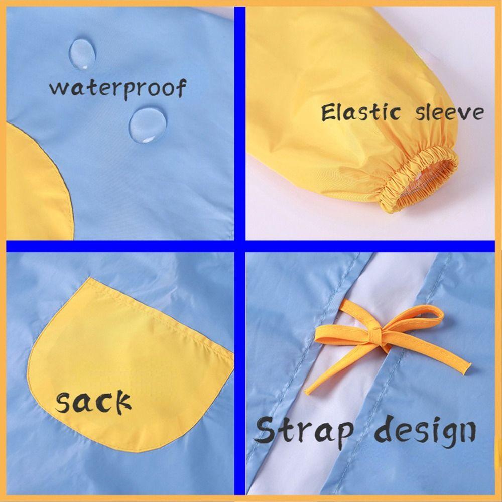 Cute Adjustable Kids Painting Apron Waterproof Cartoon Art Apron Large Pockets Oil-Proof Baking Bibs