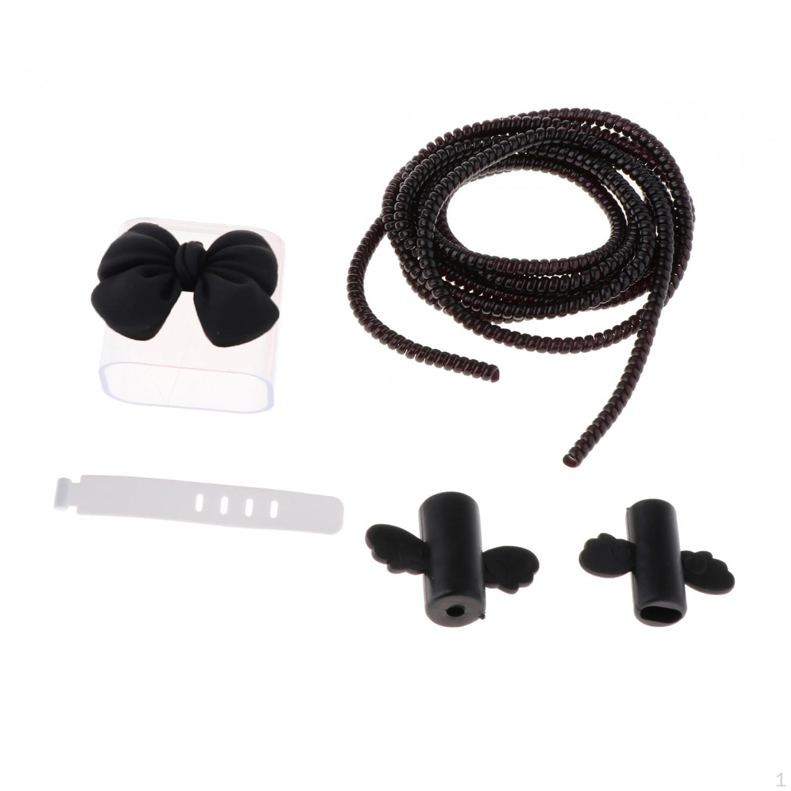 

Милый защитный чехол для зарядного кабеля, защитный чехол для зарядного устройства, женский подарочный чехол 4 в 1 для телефона чёрный