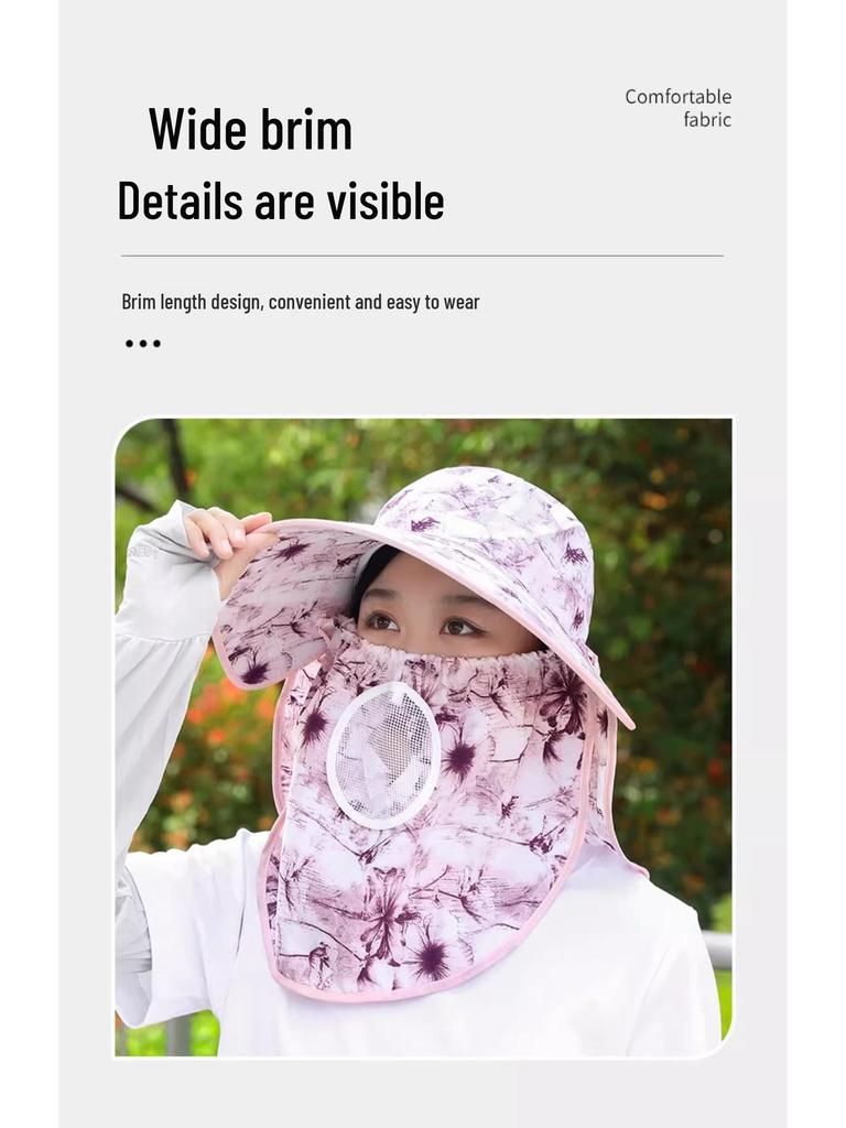 Women's Breathable Anti-UV Sun Hat with Large Brim, Face & Neck Protection - Perfect for Cycling, Outing, Tea Picking & Summer Activities